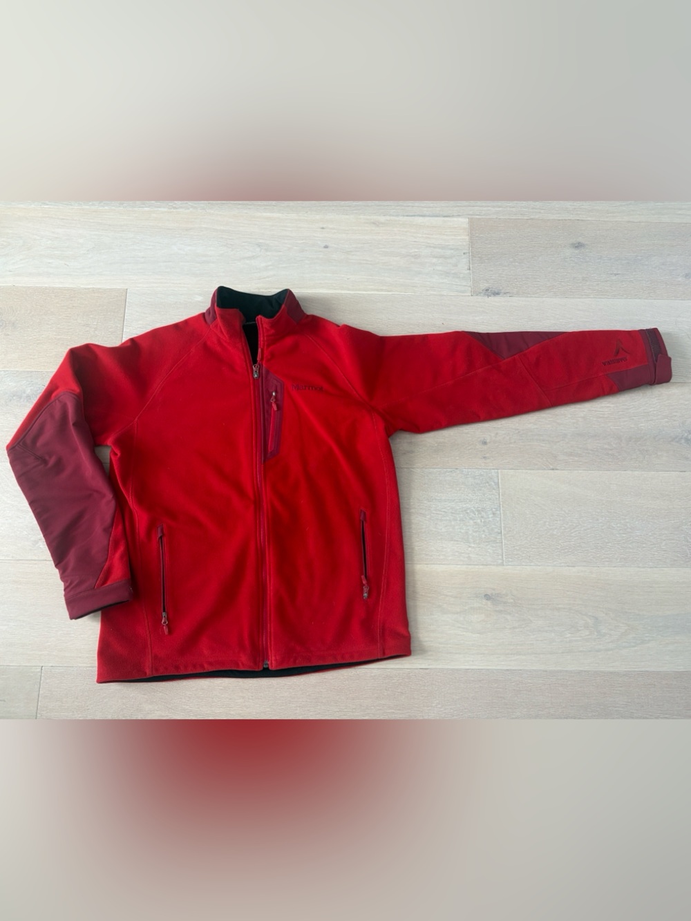 Marmot Men’s Red Windstopper Fleece Jacket - Lightweight Zip Front